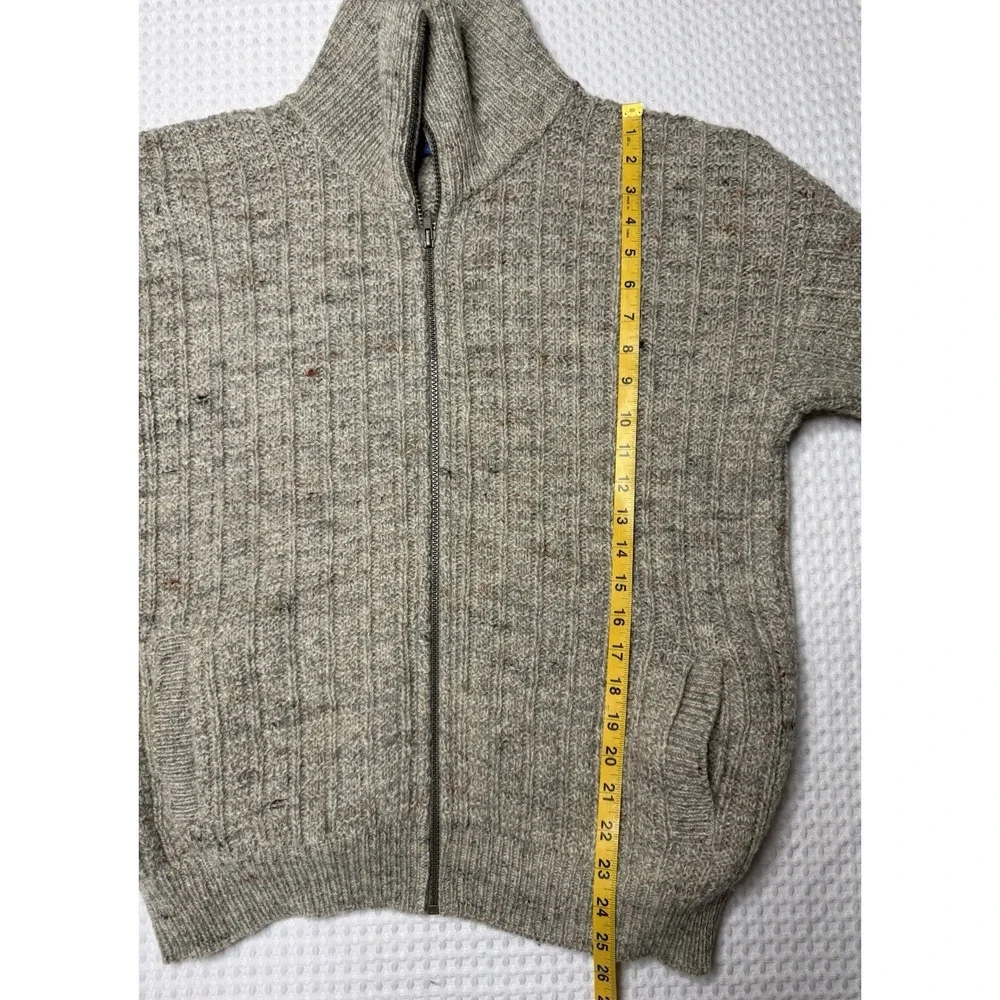 Vintage Pendleton Wool Oatmeal Cardigan Full Zip Collared Sweater Mens M Pockets